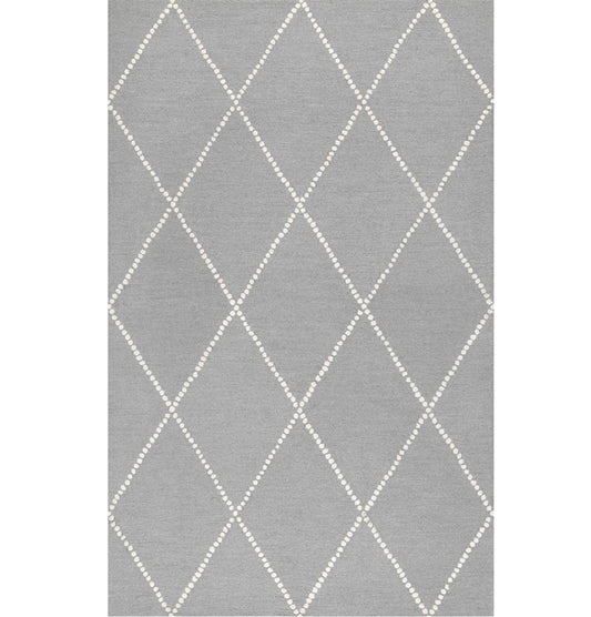 Light Gray &  Ivory Hand-Tufted Wool Rug - 7'6" x 9'6"