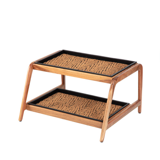 Double-Tier Natural Boot Tray Stand - Irish Lion