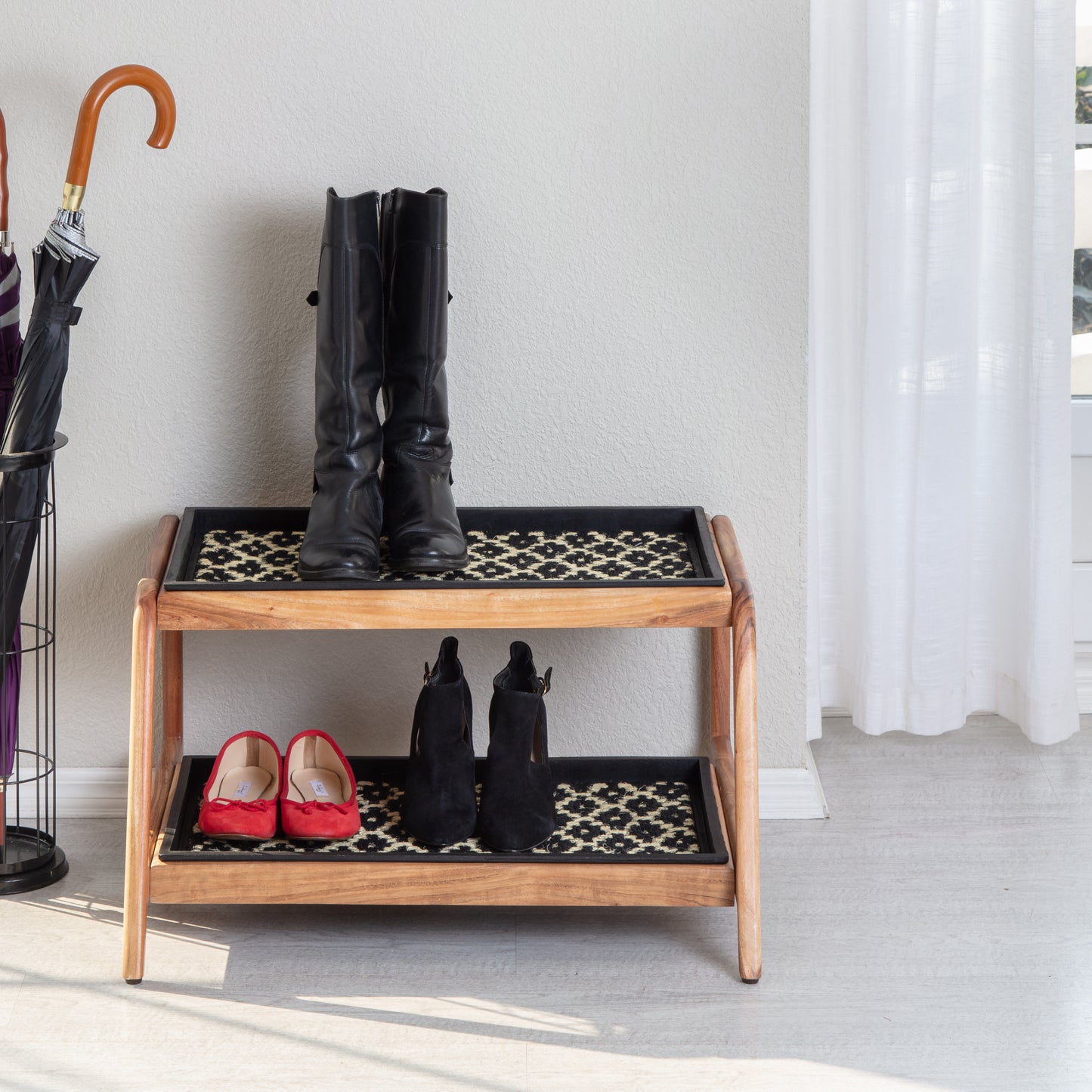 Double-tier Natural Boot Tray Stand - Madagascar