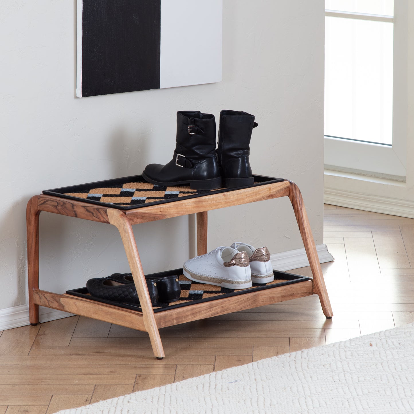 Double-tier Natural Boot Tray Stand - Mt. Tam