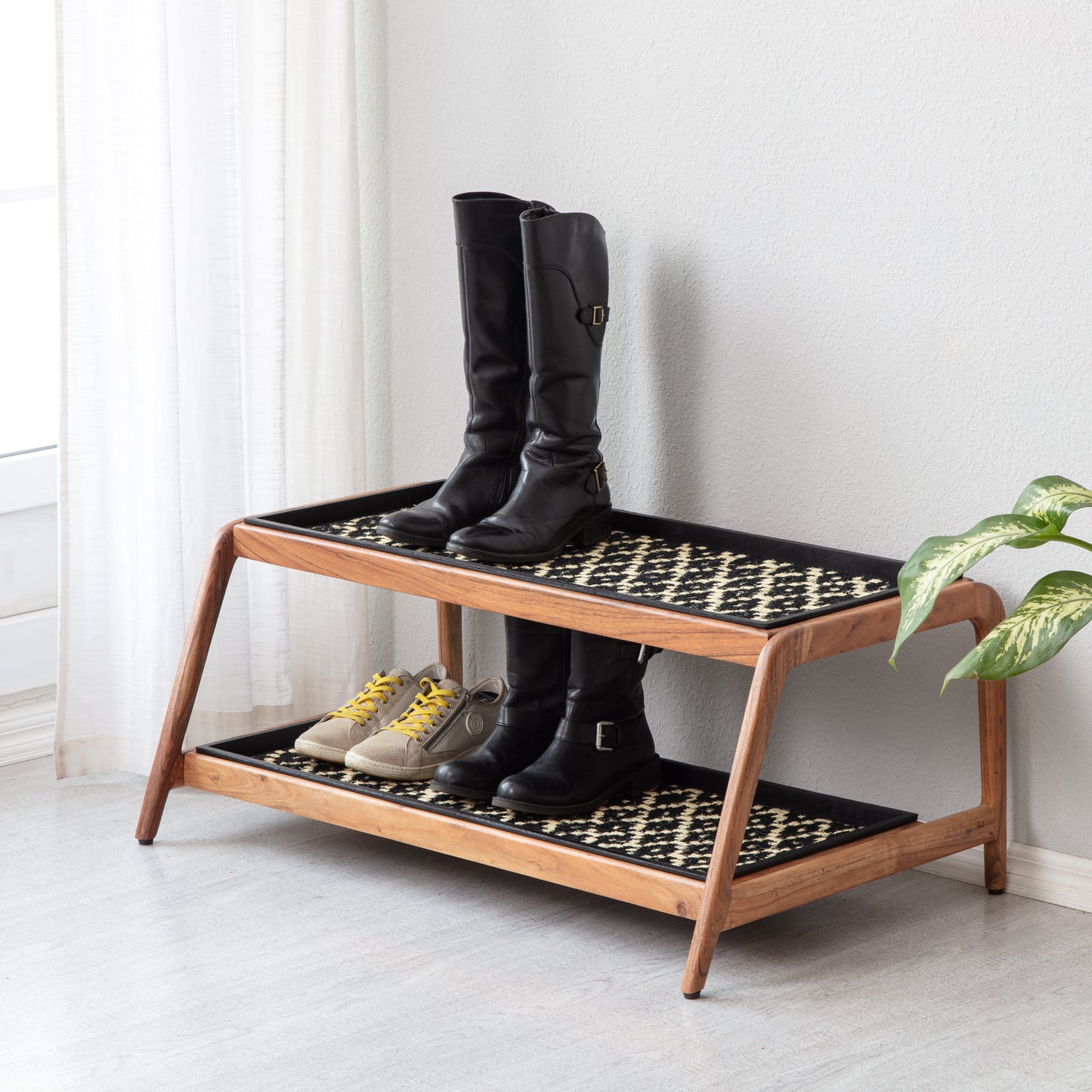 Double-tier Natural Boot Tray Stand - Madagascar