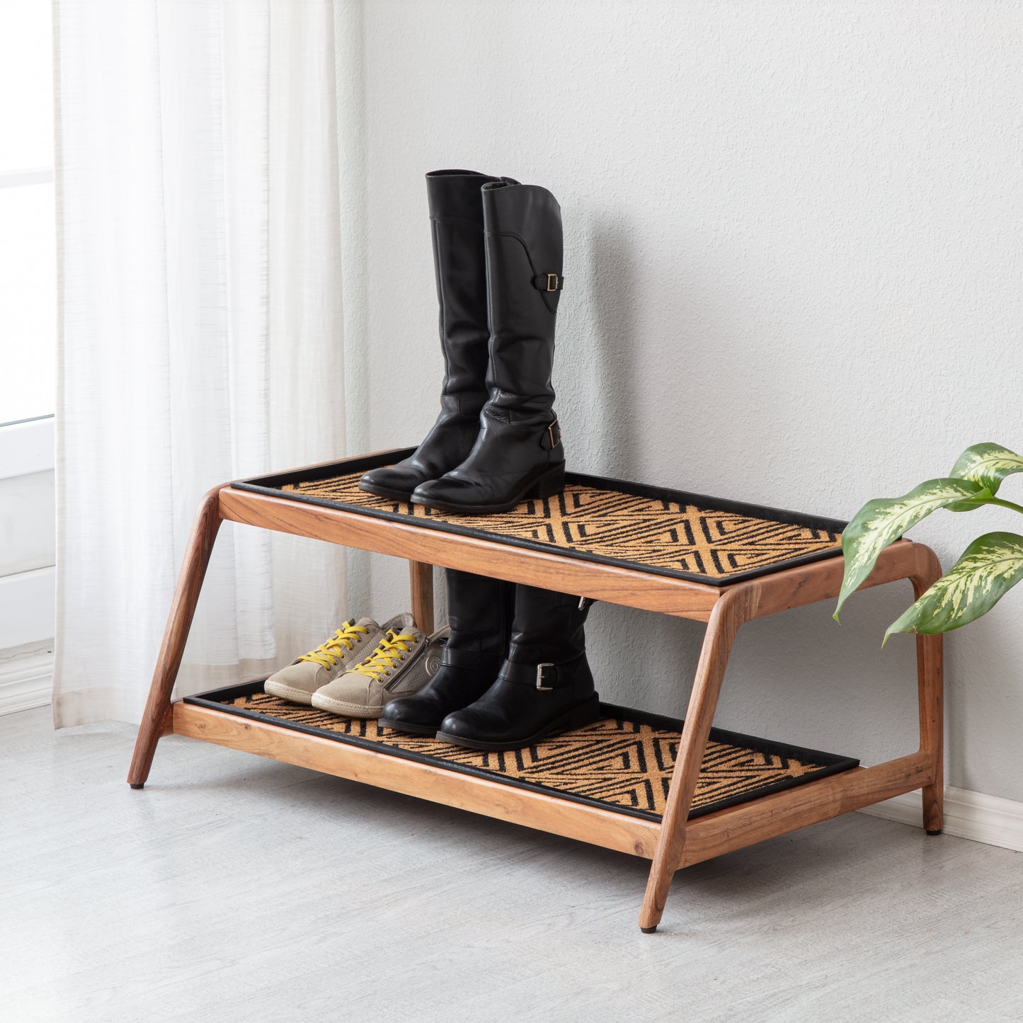 Double-tier Natural Boot Tray Stand - Ibadan