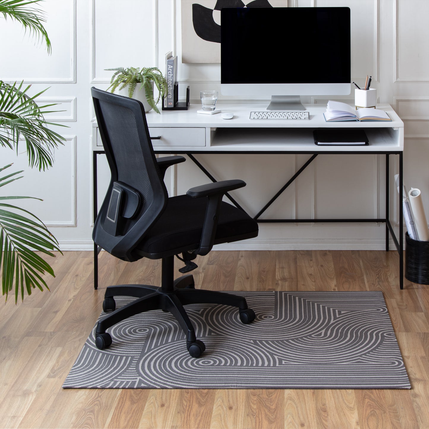 Beige and Tan Rug'd Chair Mat