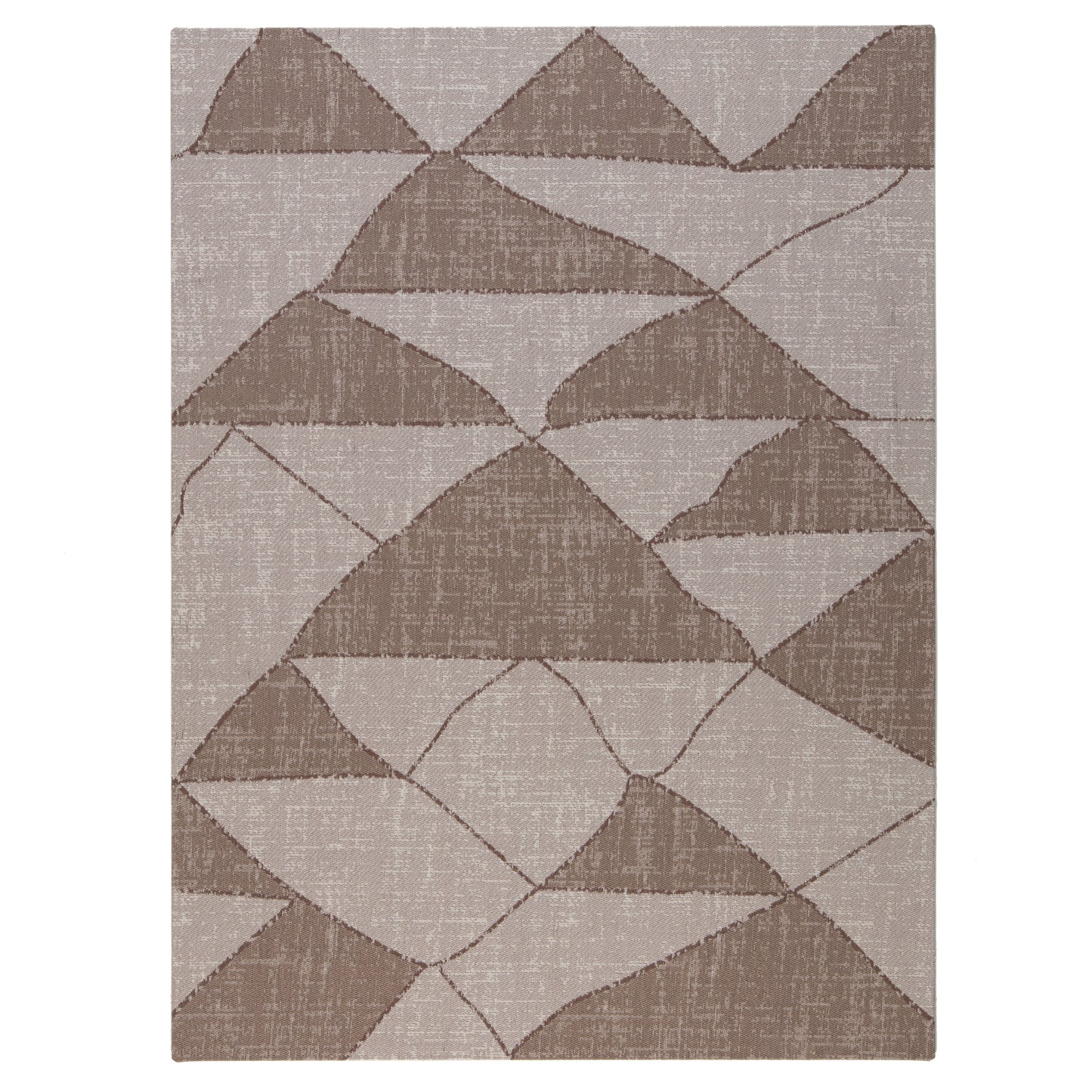 Geometric Brown and Beige Rug'd Chair Mat