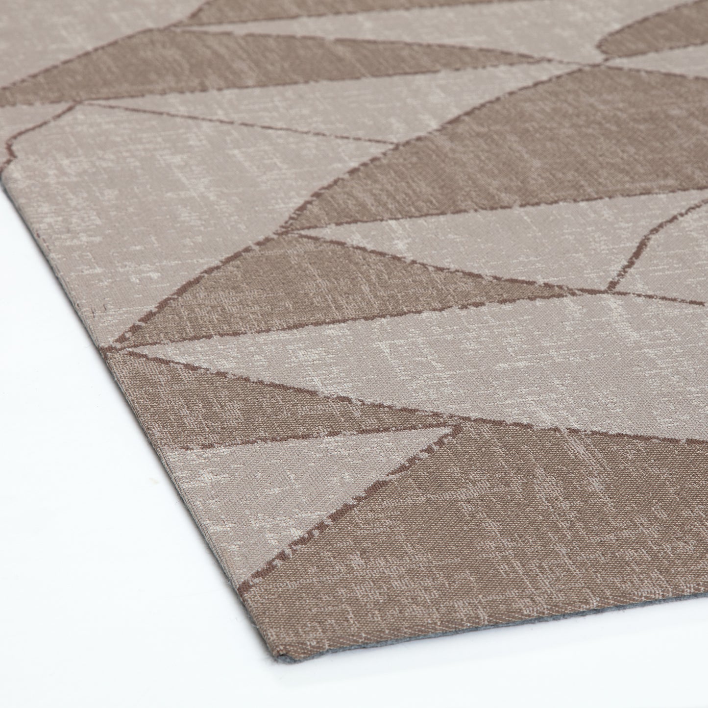 Geometric Brown and Beige Rug'd Chair Mat