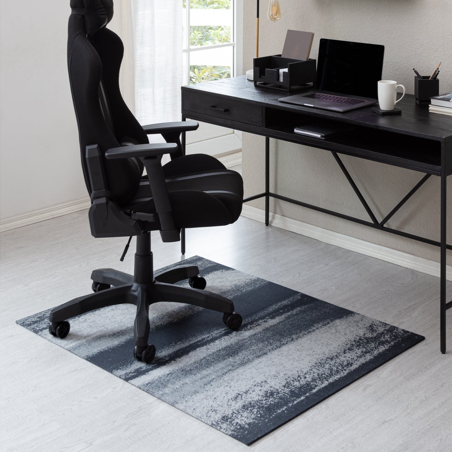 Gray and Charcoal Rug'd Chair Mat