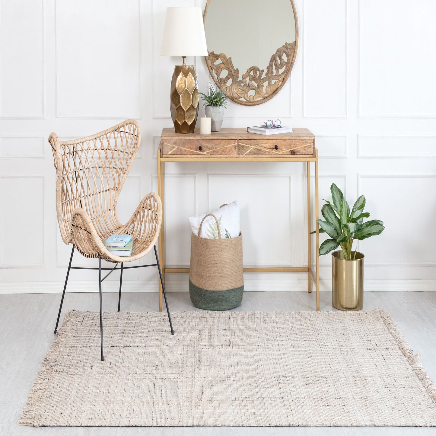 Sallisaw Tan Jute and Wool Rug