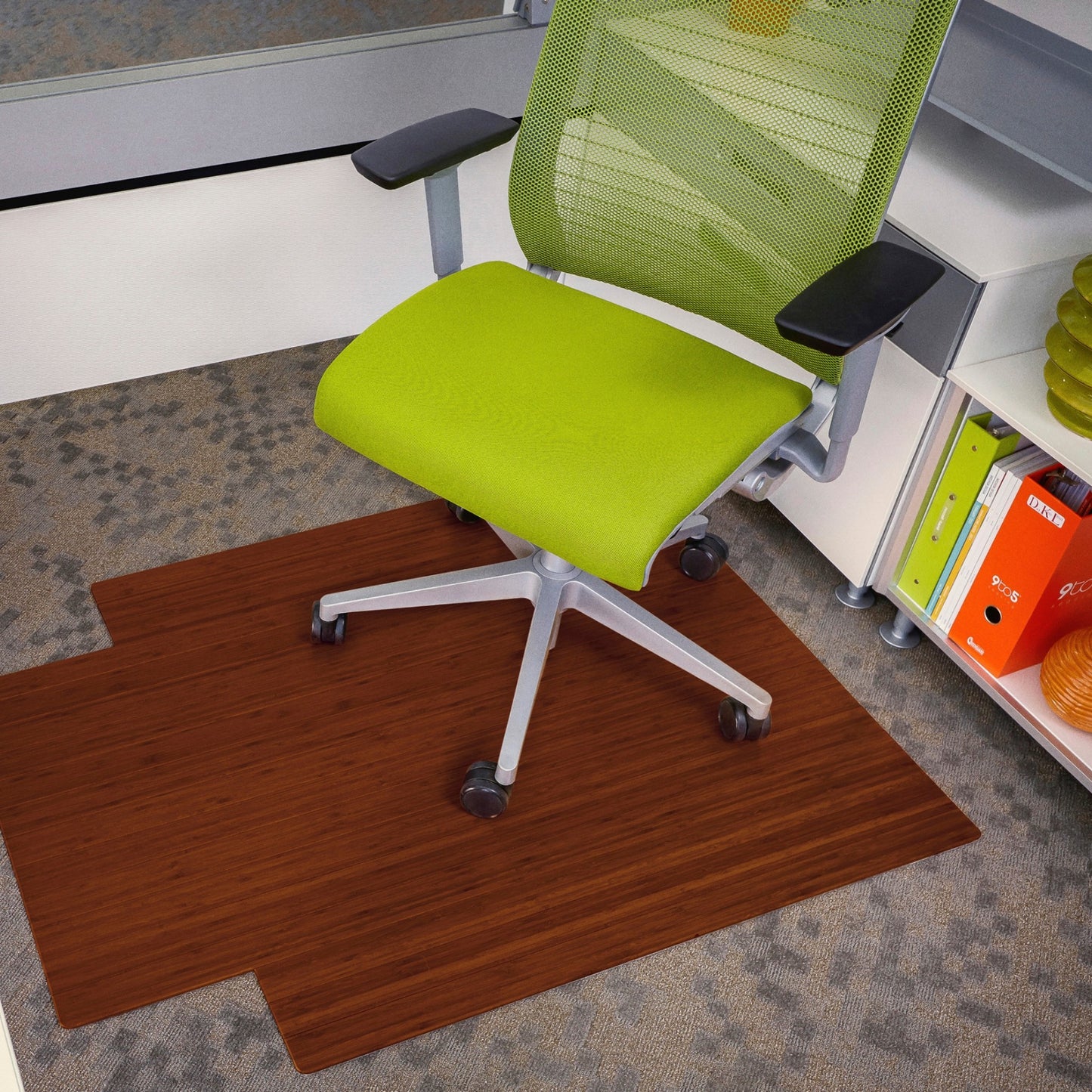 Walnut Standard Bamboo Chair Mat with Lip